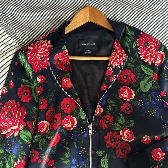 Satin Club Monaco floral print bomber jacket - Picture 2 of 3